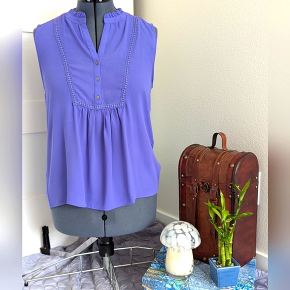 LOFT Purple Sleeveless Top Large - Picture 1 of 5